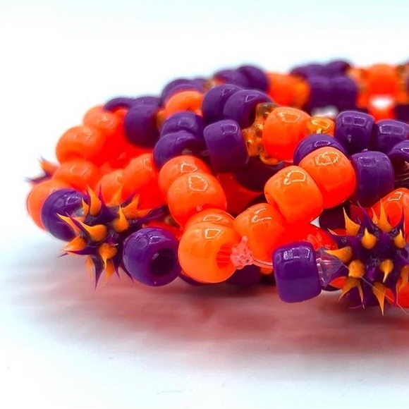 💜🧡 “Spike Protein” UFO Kandi Cuff 🧡💜 - Picture 5 of 5